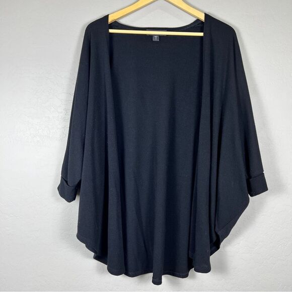 Karen Kane Black Open Front Cardigan Hi Low Dolman Sleeve Stretch Knit Small - Picture 4 of 9